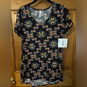 Lularoe Classic T Shirt Black Coral Blue Yellow Short Sleeve High Low XS NWT